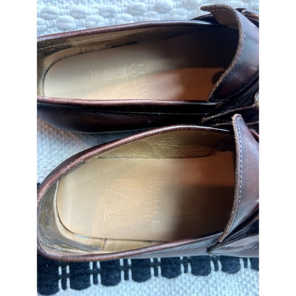 MAISON FORTE Seville Leather Horsebit Apron Toe Loafer Sz 9 Mahogany - Picture 10 of 11